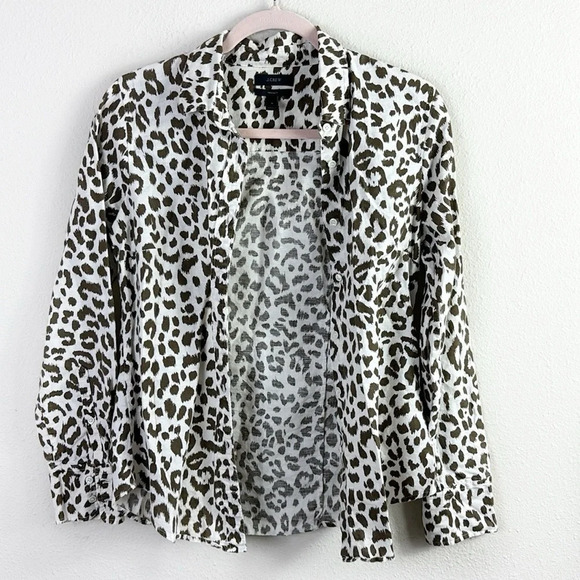 J. Crew The Perfect Shirt In Leopard Cheetah Animal Print Button Down Top size 4 - Picture 3 of 12